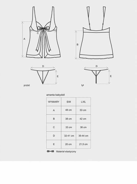 Bielizna-Amanta babydoll i stringi  S/M