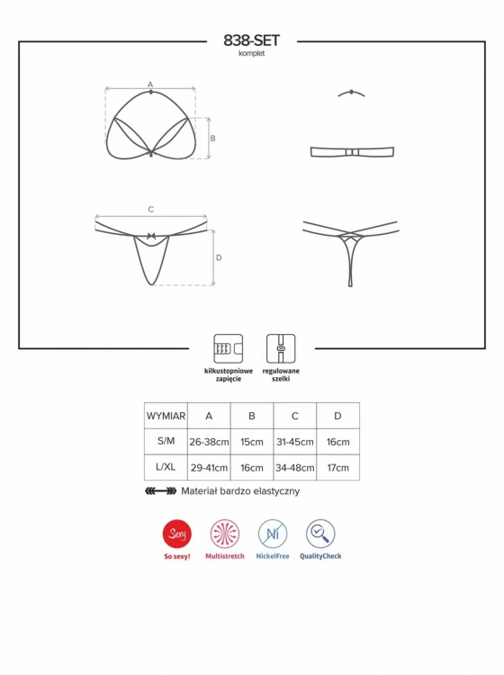 Bielizna-838-SET-3 komplet 2-częściowy  S/M