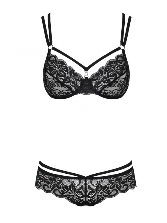 Bielizna-860-SET-1 komplet 2-częściowy czarny  S/M