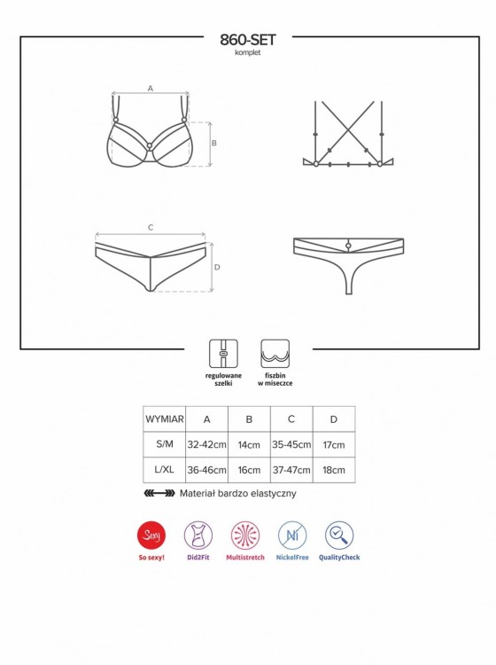 Bielizna-860-SET-1 komplet 2-częściowy czarny  S/M
