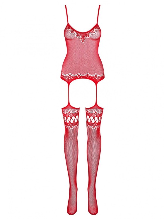 Bielizna-Bodystocking F214 czerwony  S/M/L