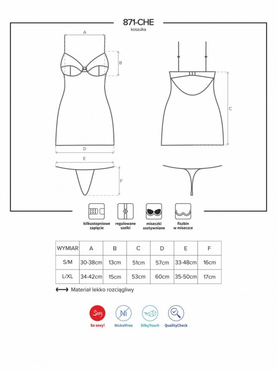 Bielizna-871-CHE-2 koszulka i stringi  L/XL