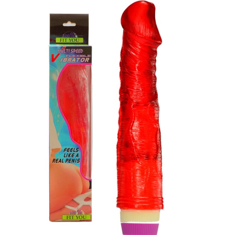 Czerwony wibrator żelowy 19 cm-1