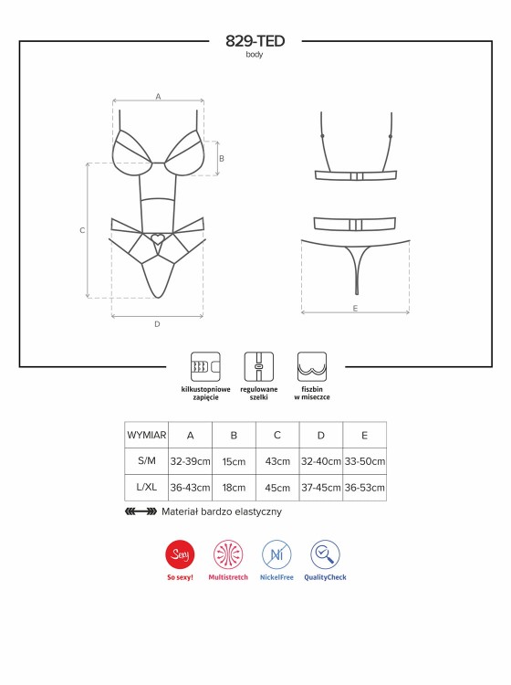 Zmysłowe body 829-TED-3 Bielizna Obsessive-4