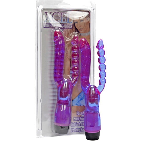 Podwójny wibrator z koralikami analnymi-3