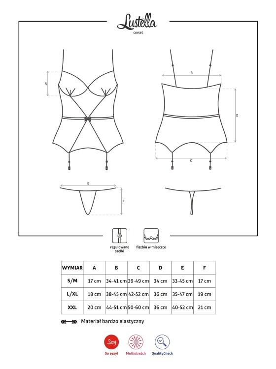 Obsessive Lustella gorset i stringi S/M-4