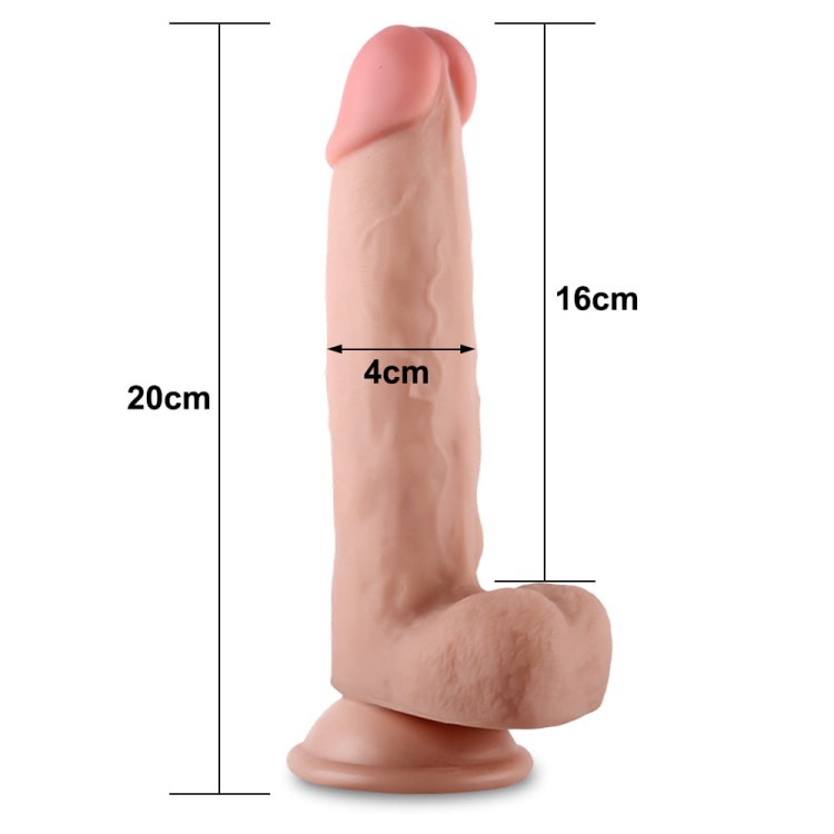 Penis z ruchomą skórą Miękkie dildo z jądrami-8