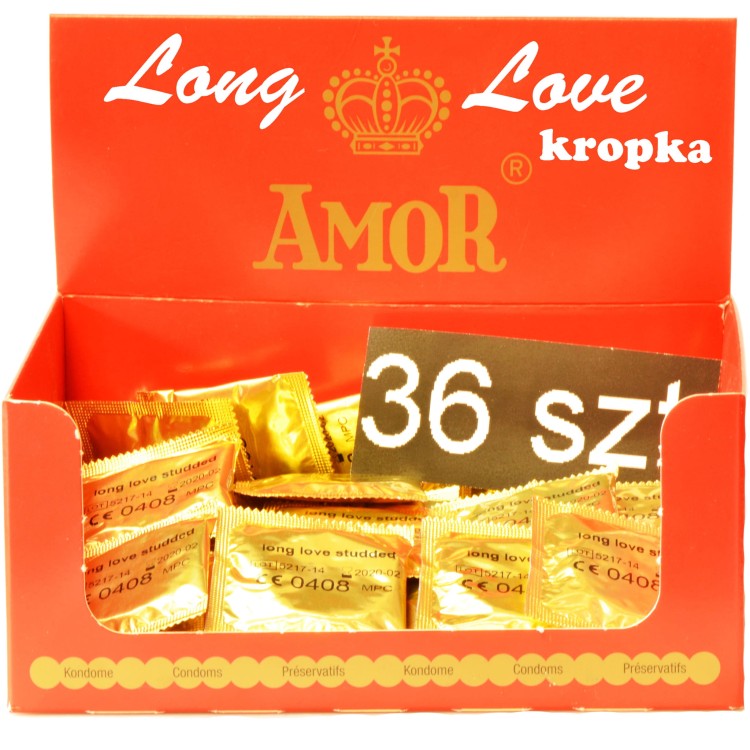 Amor prezerwatywy Long Love kropkowane 36 szt
