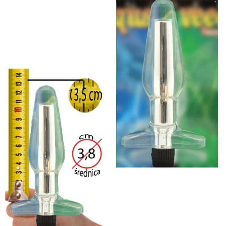 Korek analny z wibracjami Przezroczysty akryl-1