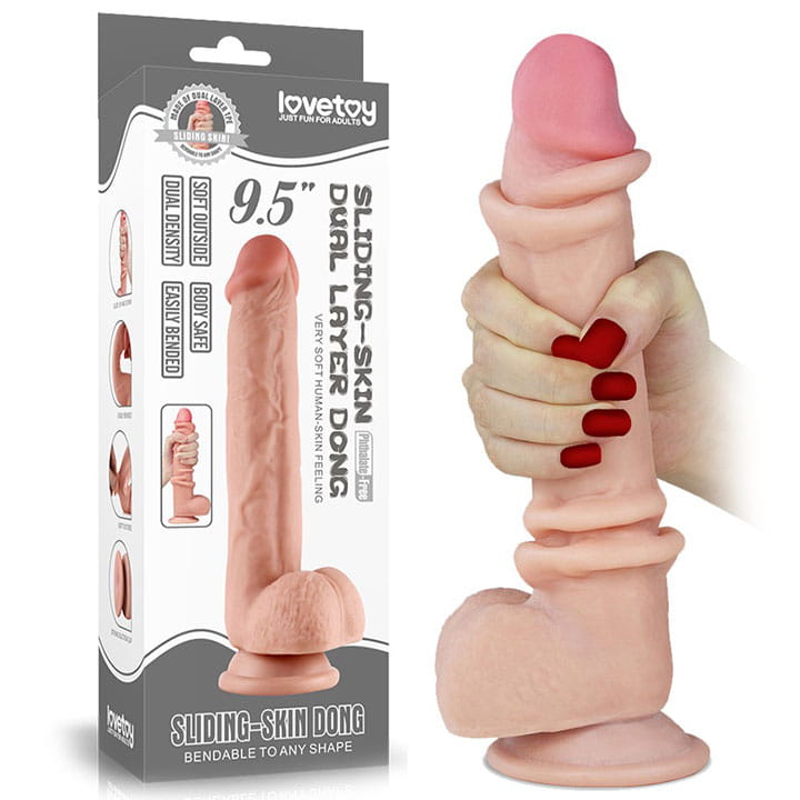Penis z ruchomą skórą i miękkimi jądrami 24 cm