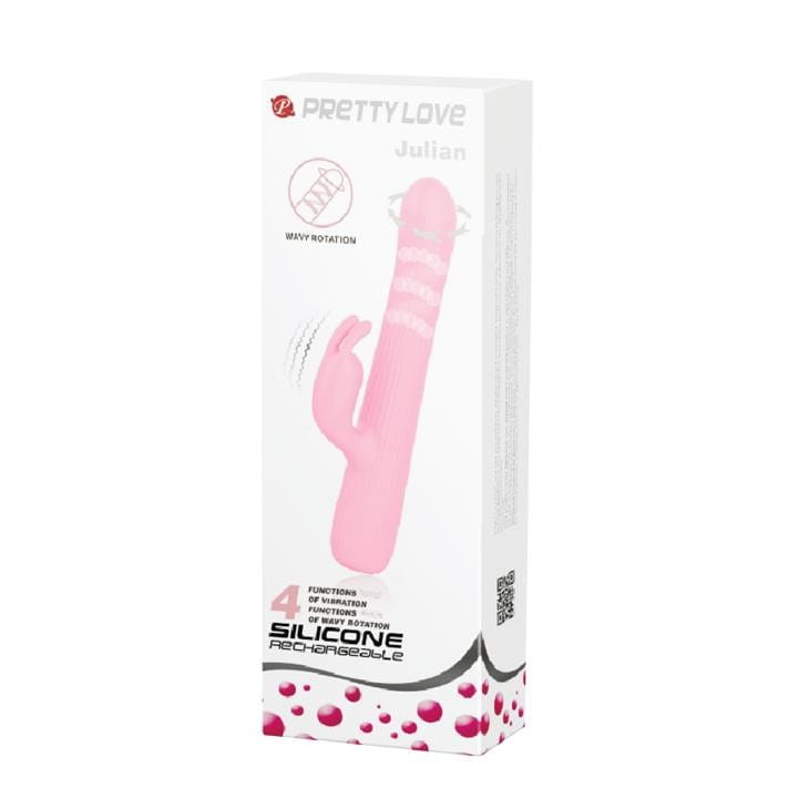 Smukły Królik Prettylove Juljan - Obrót o 360°, Prążki, Stymulacja