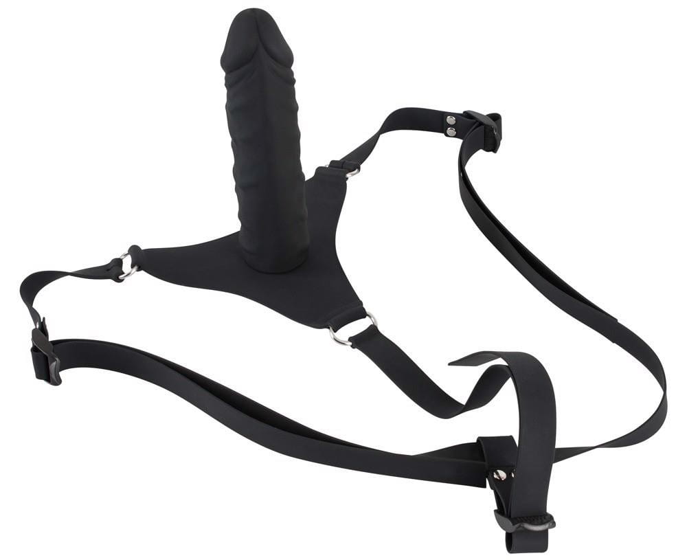 Strap-on z czarnym silikonowym penisem