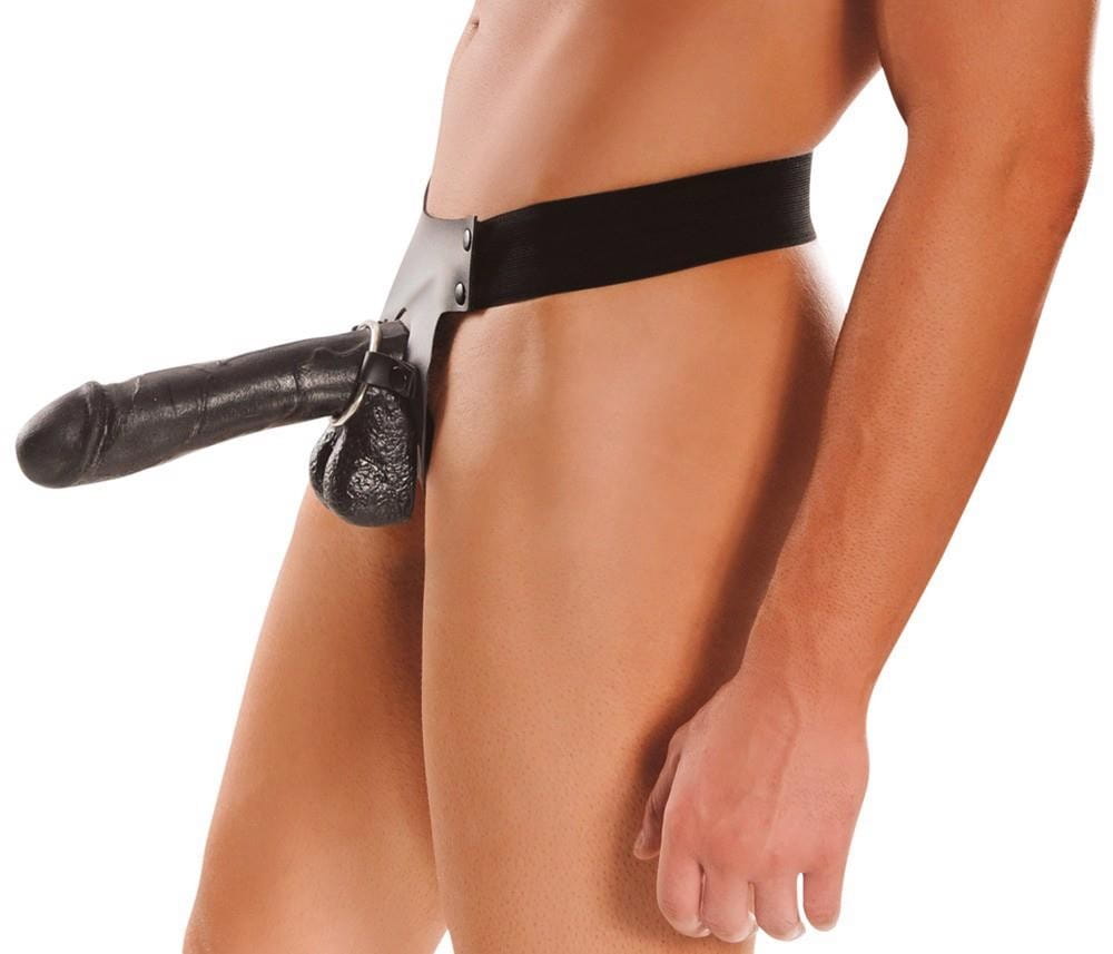 Proteza czarny penis z jądrami 24 cm