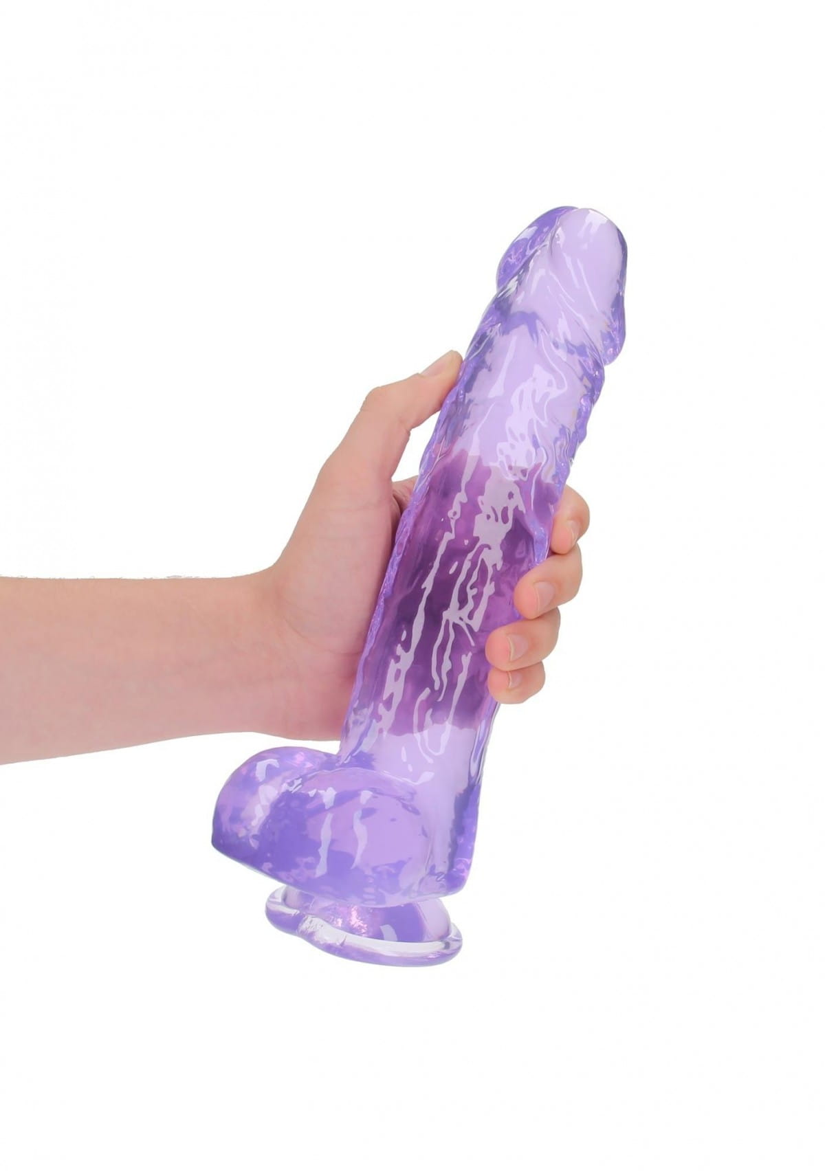 Żelowe wielkie dildo Wysokość 25 cm Fiolet