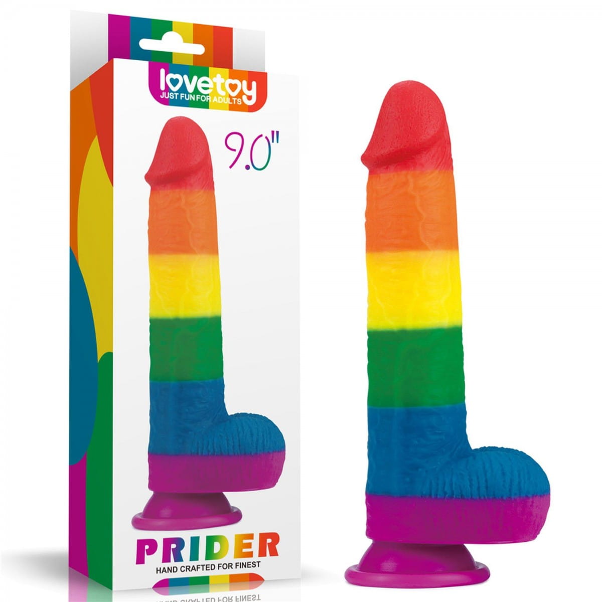 Tęczowe dildo silikonowy penis 23 cm