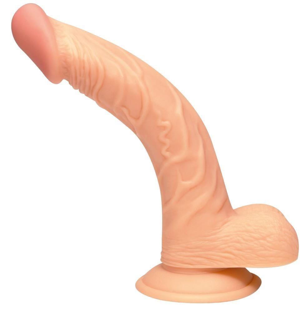 Lekko zagięty penis Dildo na przyssawce 19 cm