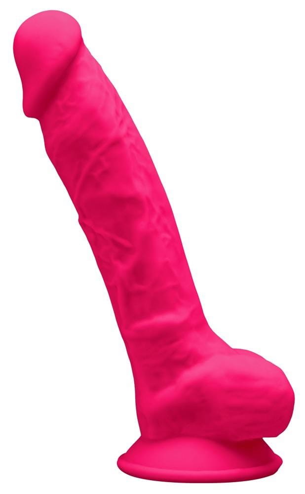 Silikonowe dildo z jądrami Penis 17,8 cm Pink